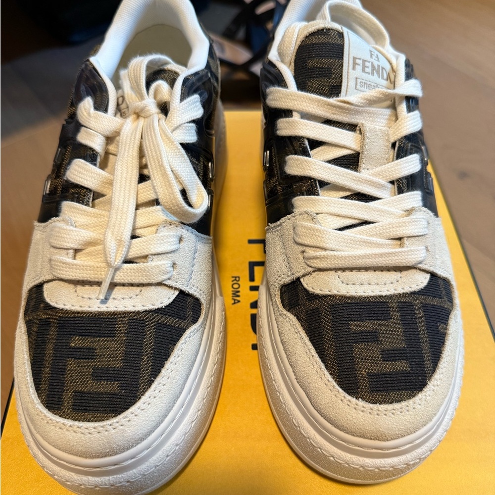 Fendi FF Tan and Black Logo Sneakers - Picture 6 of 6
